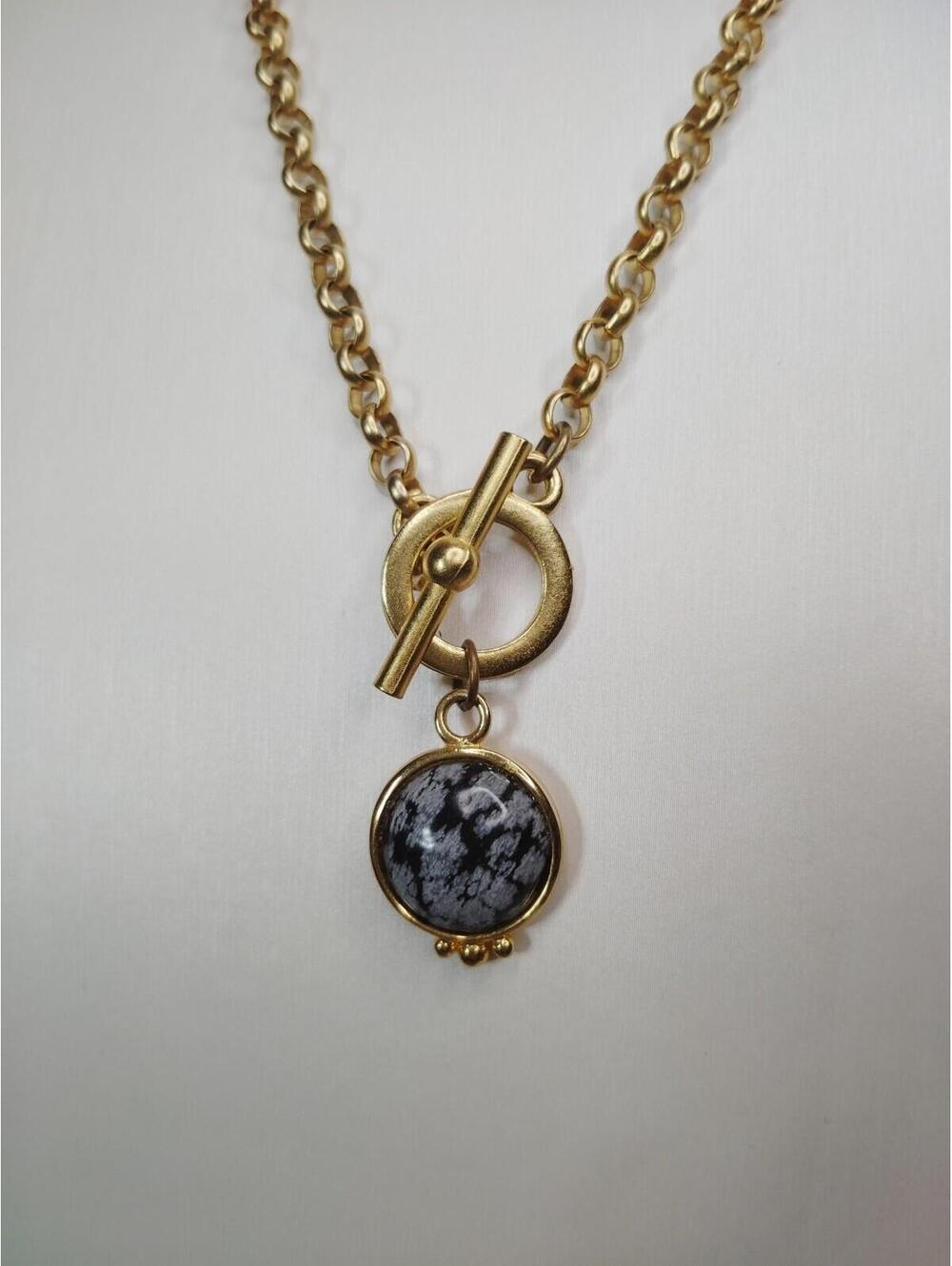 Vintage Deja Designs Yellow Goldtone Glass Pendant  Necklace 16"